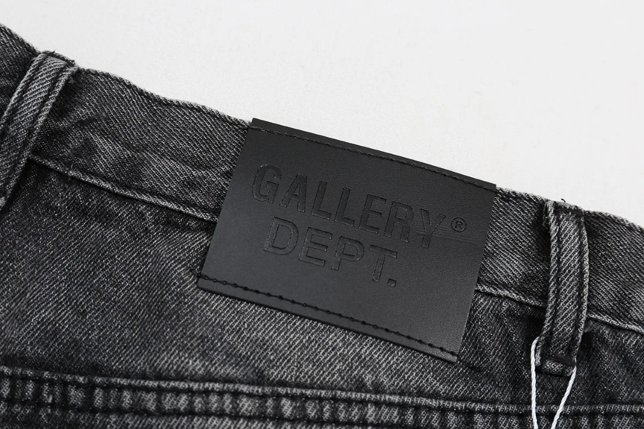 p230 (detail picture) 636#Gallery Dept New Basics Washed Black Gray Flared Splicing Jeans American Retro Casual Pants Black Gray S~XL
